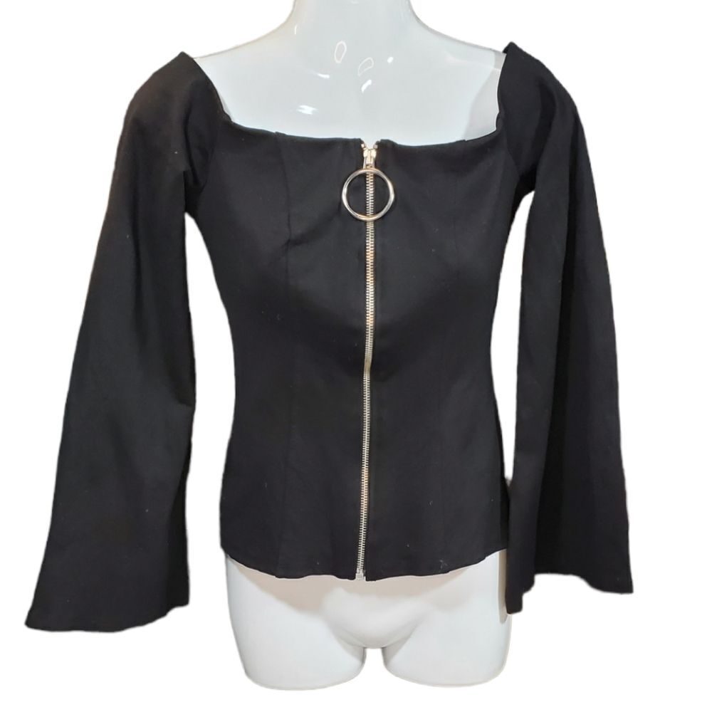 TOPSHOP on/off shoulder zip-up top 4